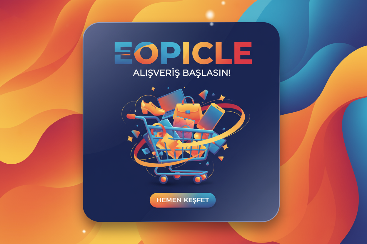 EOPICLE marka ismi ile Türkiye'de online satış yapacağım. Alışverişi özendiren renkler kullanarak görsel oluştur.